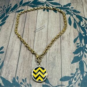 Gold Black‎ Yellow Chevron Reversible Necklace B5